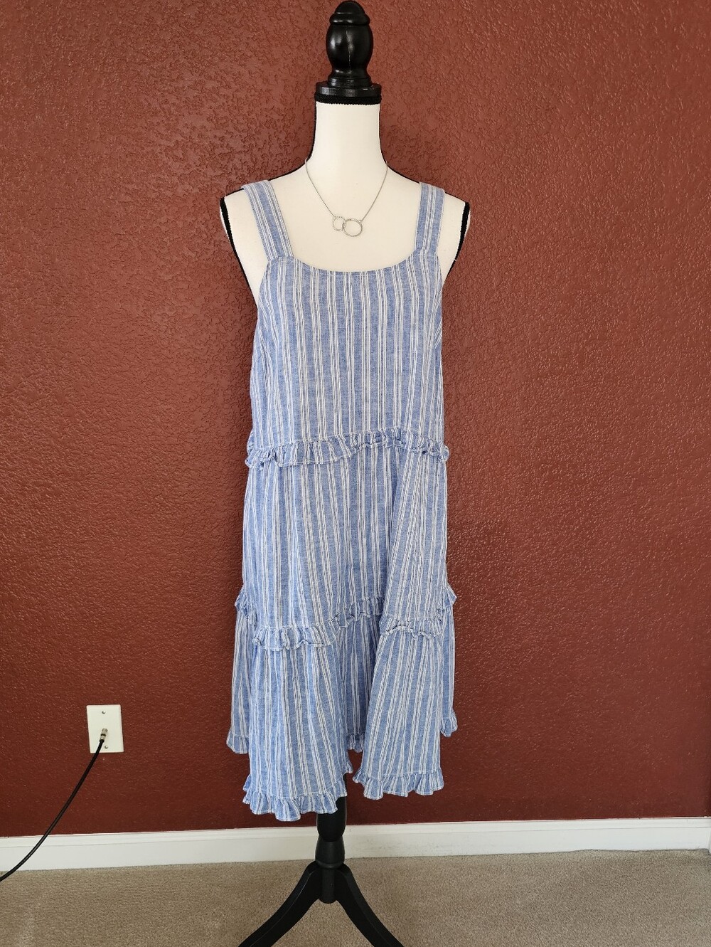 Blue Striped Tiered Sundress - Lightweight Summer Dress - Picture 2 of 8